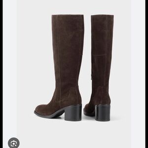 ASOS Women's Tall Suede Block Heel Boots - Brown